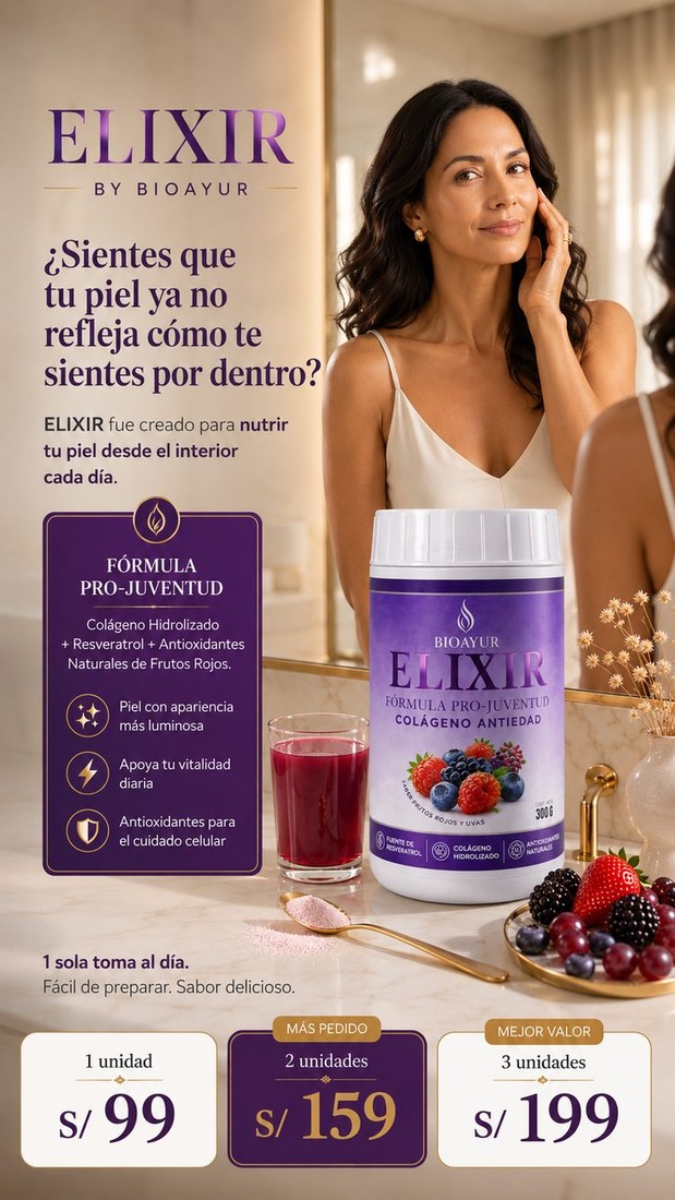 BIOAYUR ELIXIR - Fórmula Pro-Juventud con Colágeno y Resveratrol